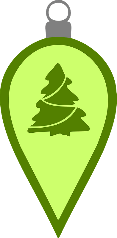 Simple Green Christmas Bulb with Christmas Tree