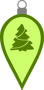Simple Green Christmas Bulb with Christmas Tree