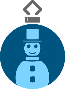 Simple Blue Christmas Ornament with Snowman