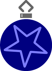 Simple Blue with Single Star Christmas Ornament