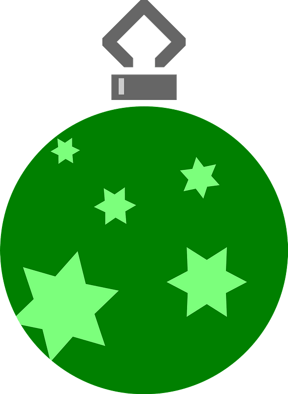 Simple Green with Stars Christmas Ornament