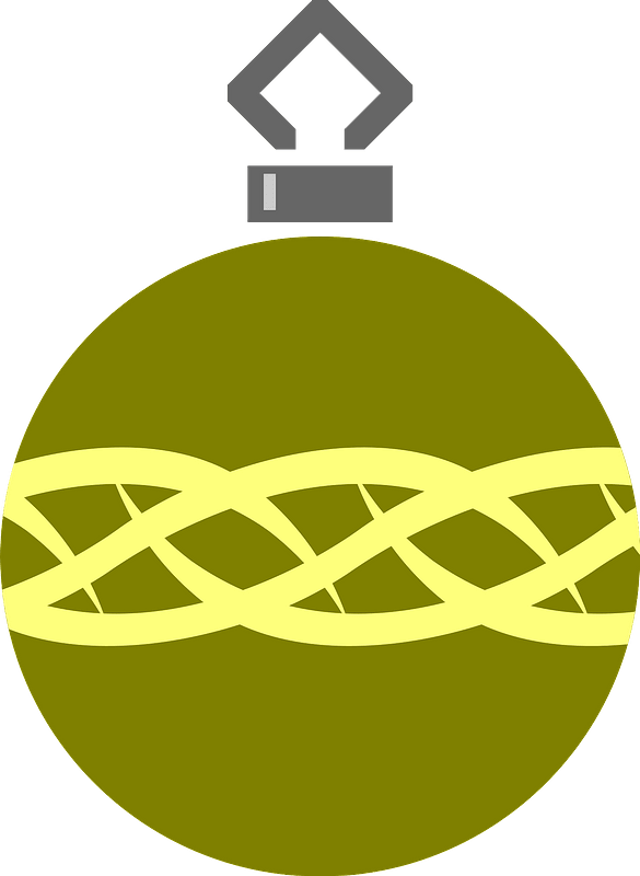 Simple Olive Green Christmas Ornament with Yellow Chain Pattern