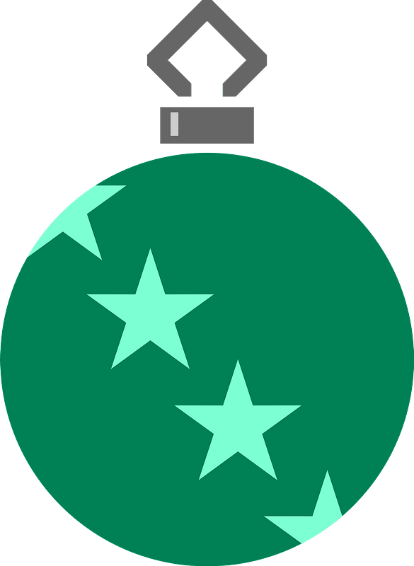 Simple Green with Stars Christmas Ornament