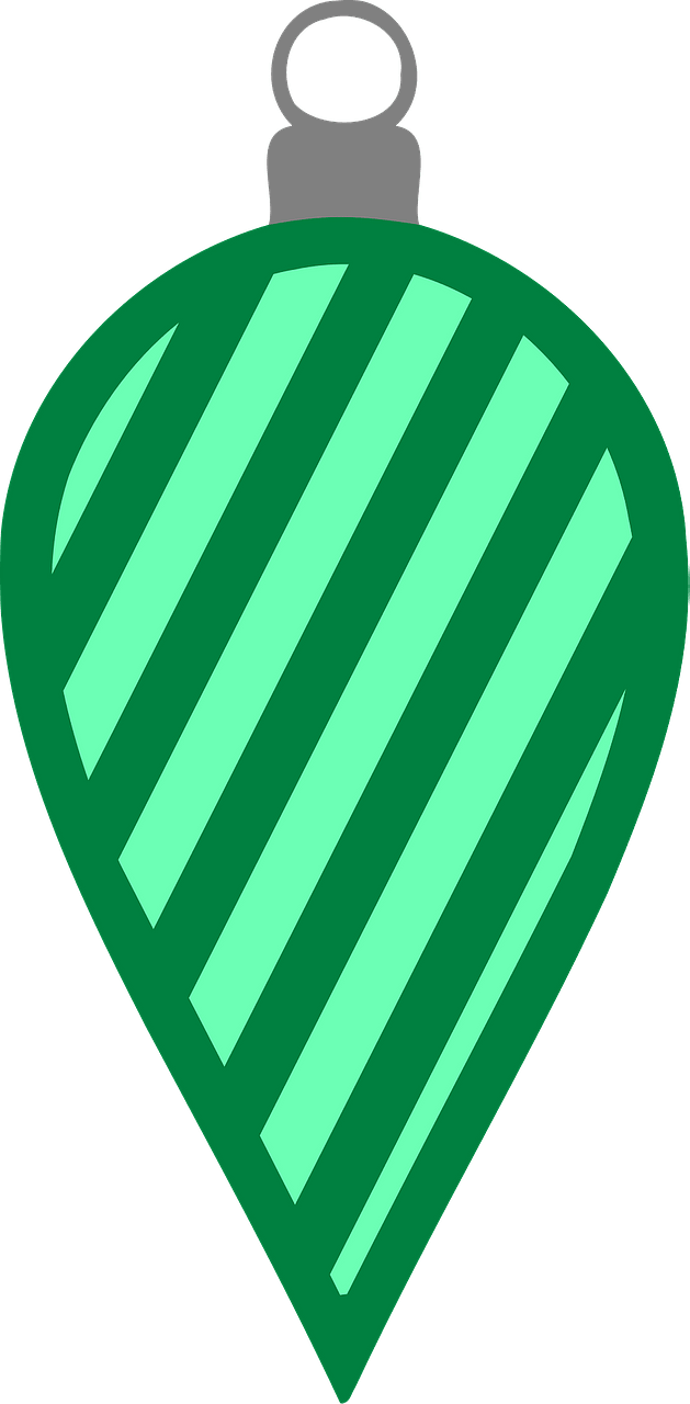 Simple Green Striped Christmas Bulb