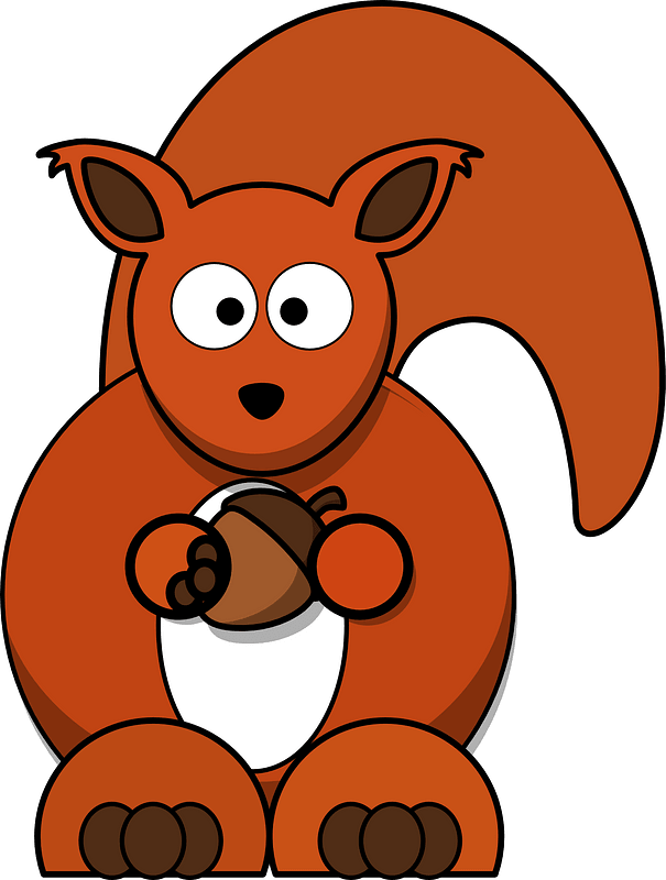 Cartoon squirrel with acorn