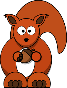 Cartoon squirrel with acorn