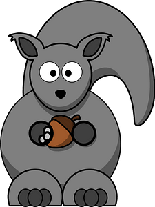Cartoon squirrel with acorn