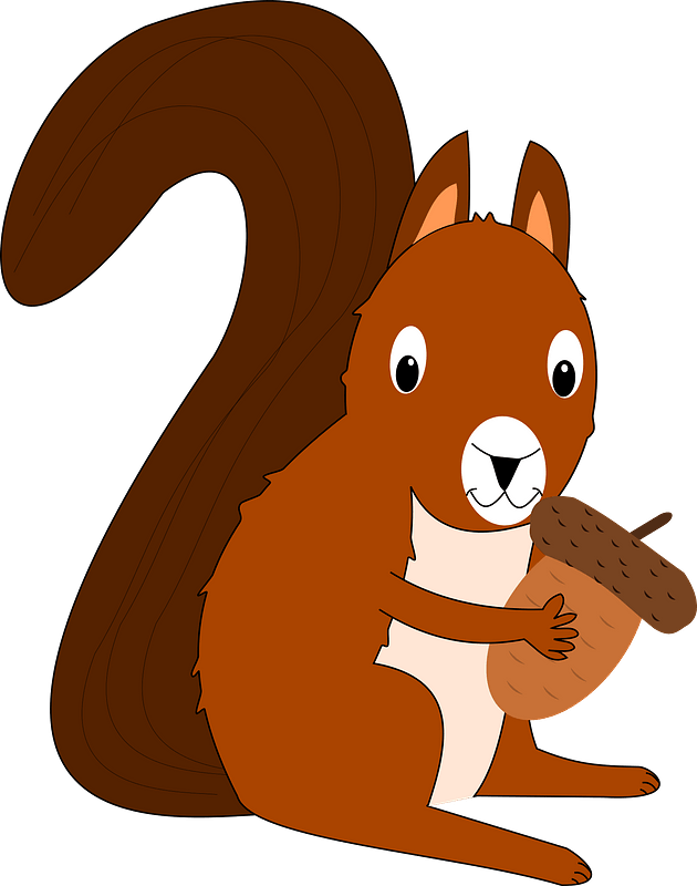 Cartoon squirrel with acorn