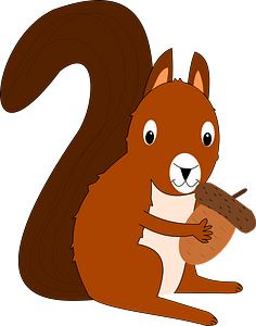 Cartoon squirrel with acorn