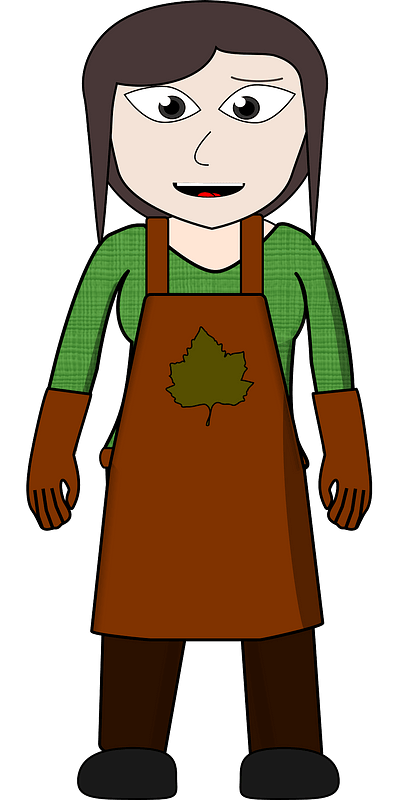 Modern Villager - Light Skin, Blond Hair, Green shirt and Brown Apron