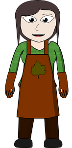 Modern Villager - Light Skin, Blond Hair, Green shirt and Brown Apron