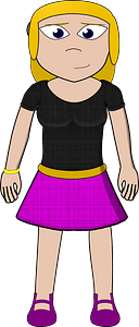 Modern Villager- Light Skin, Blond Hair, Black Shirt and Pink Skirt