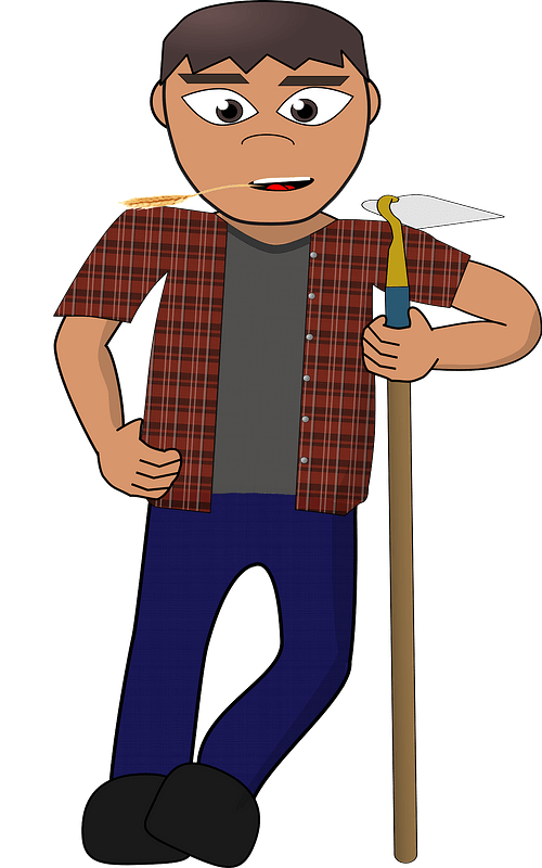 Villager Farmer- Light Skin, Brown Hair, Plaid Shirt and Jeans
