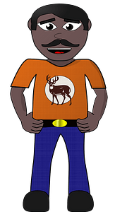 Modern Villager - Dark Skin, Black Hair, Orange Shirt and Jeans