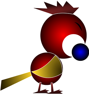 Red Bird with Large Blue Eye
