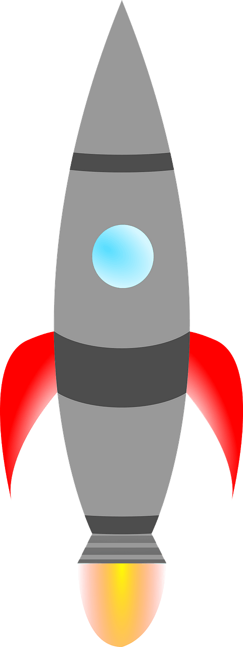Gray Rocket with Red Fins Taking Off