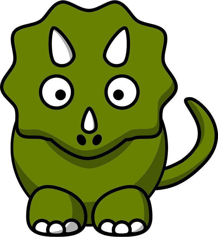 Green Triceratops with Big Eyes and Tiny Horns