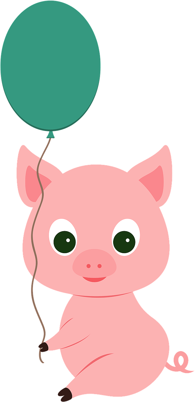 Pig with a balloon