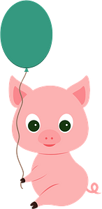 Pig with a balloon