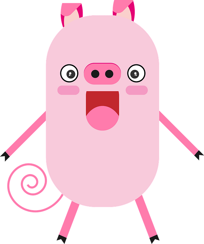 Happy cartoon pig