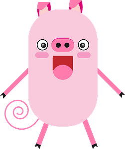 Happy cartoon pig