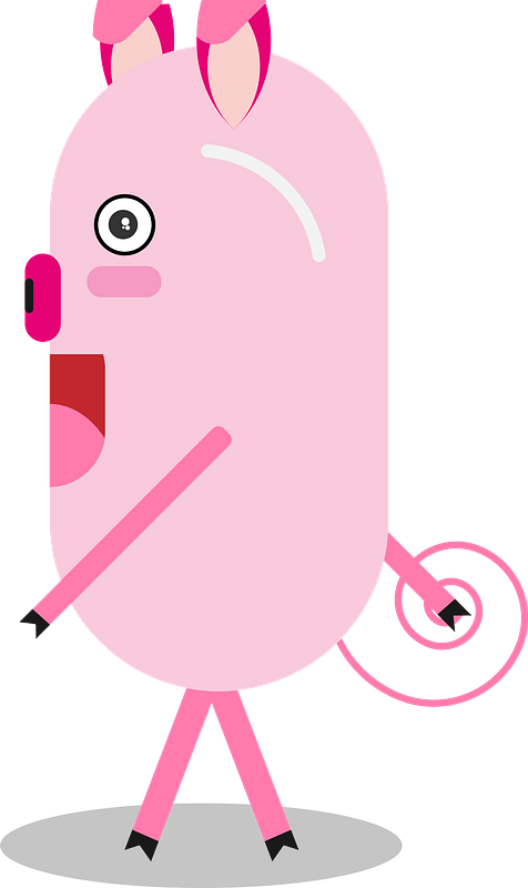 Walking cartoon pig