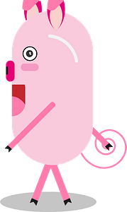 Walking cartoon pig
