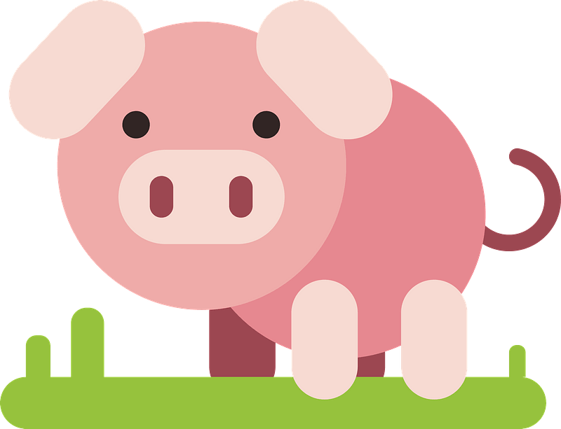 Cartoon pig on the grass