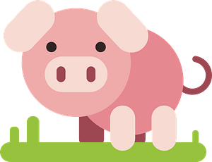 Cartoon pig on the grass
