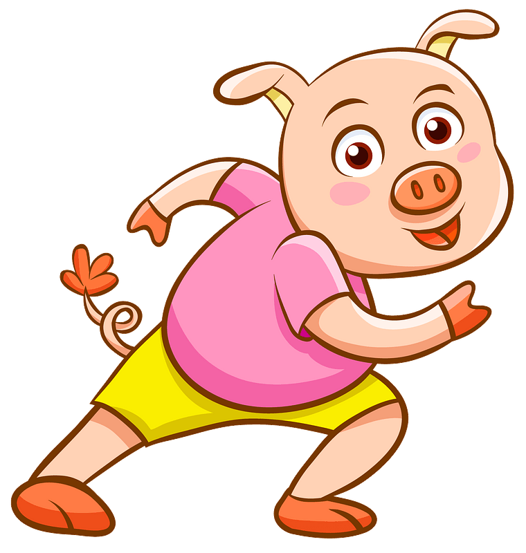 Funny cartoon pig
