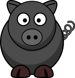 Grey cartoon pig