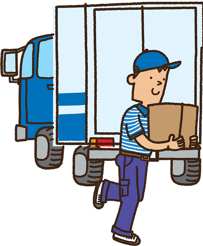Courier Truck - Man is Delivering a Box