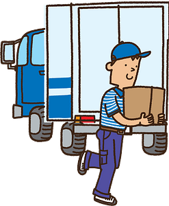 Courier Truck - Man is Delivering a Box