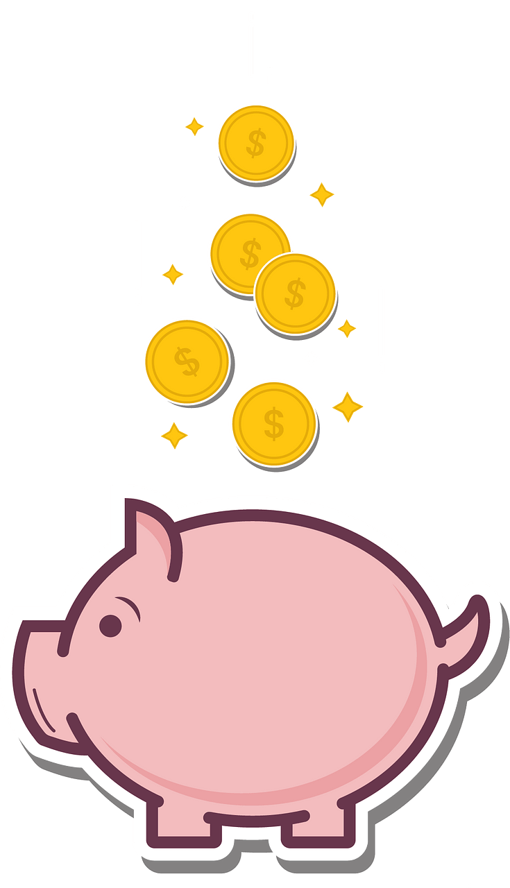 Piggy bank with coins
