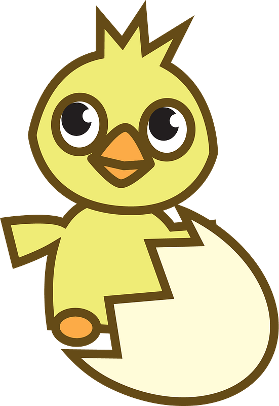 Cartoon chick hatching