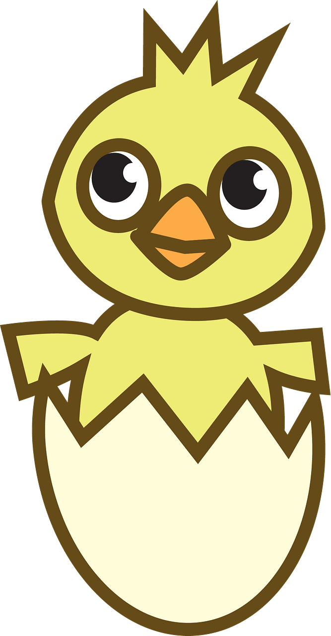 Cartoon chick hatching