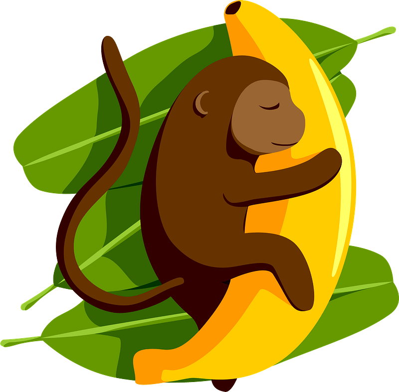 Monkey hugging banana
