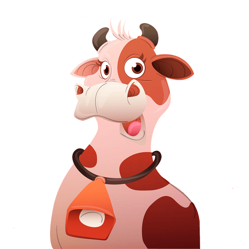 Cartoon cow with a bell