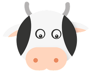 Visage de vache de dessin animé