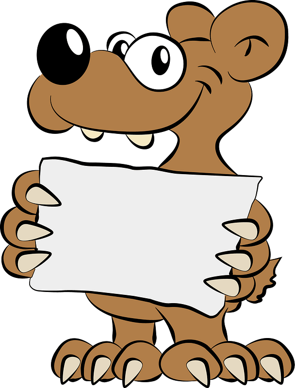 Bear holding sign