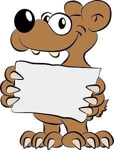 Bear holding sign