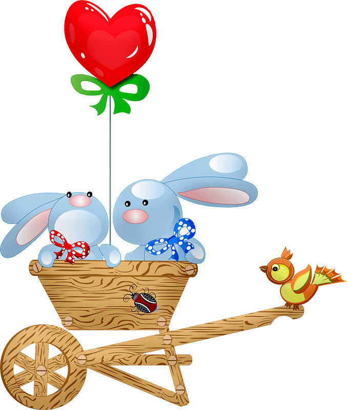 Valentine's Day bunnies and bird