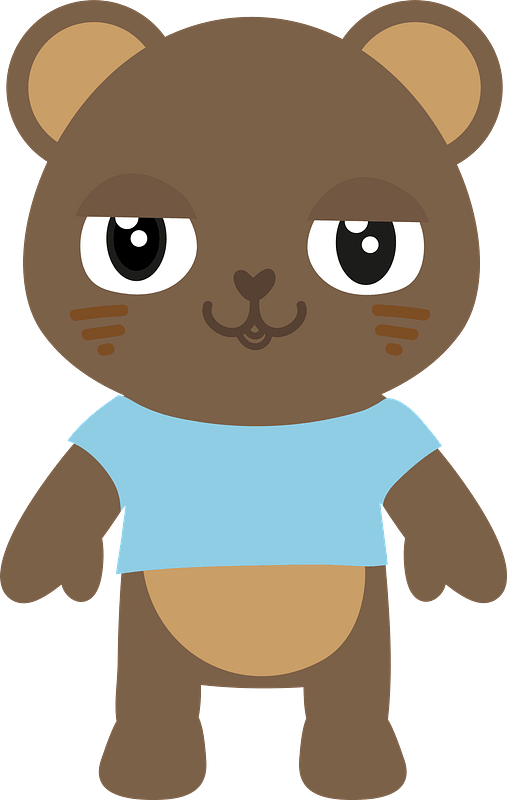 Bear in blue T-shirt