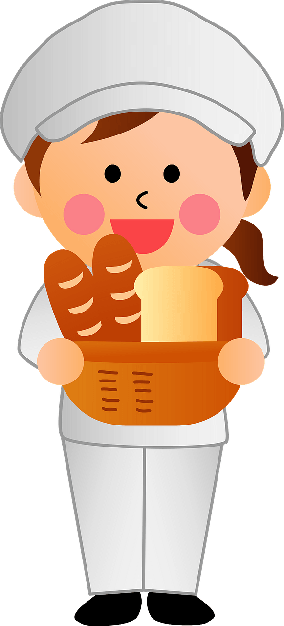 Baker Woman is Holding a Basket of Bread