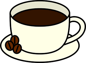 Cup of Coffee with Coffee Beans on the Saucer