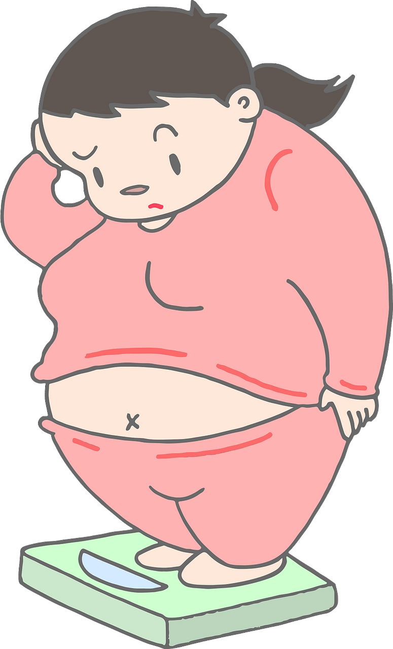 Overweight Woman is on a Scale