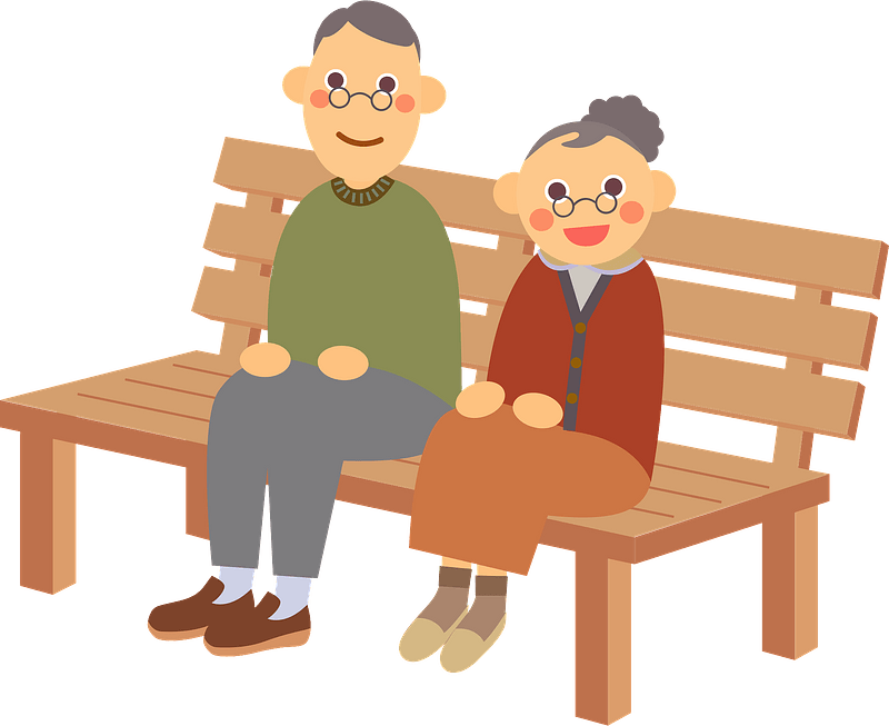 Old Couple is Sitting on a Bench