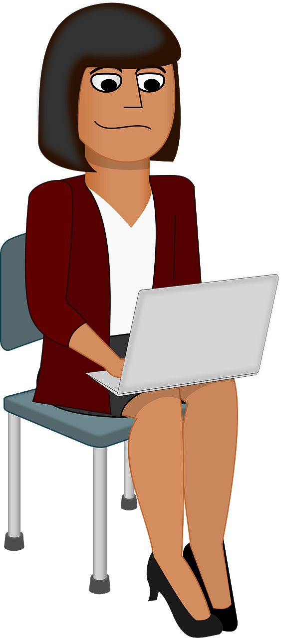 Sitting Woman with Laptop on her Knee