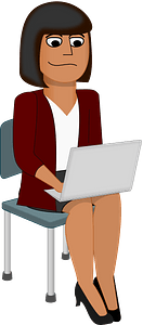 Sitting Woman with Laptop on her Knee