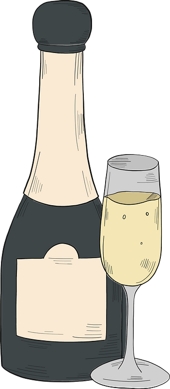 Champagne bottle and glass